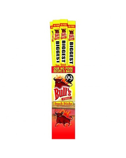 BULL'S BIGGEST MEAT SNACK STICKS .9 OZ. - 24 CT.