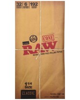 RAW NATURAL UNREFINED 1.25 CONES  6 PACK - 32 CT.