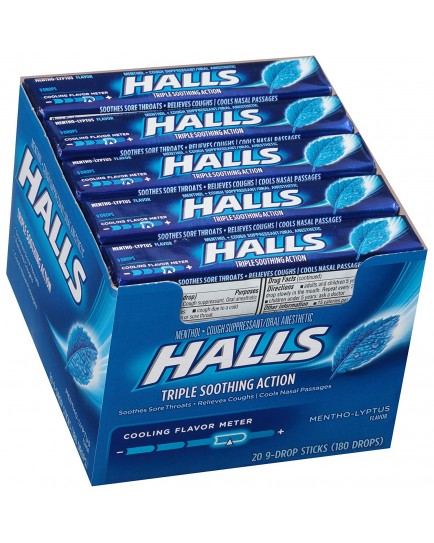 HALLS BLUE PEPPERMINT - 20 CT.