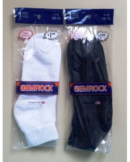 MEN'S SOCKS LOW CUT BLACK / WHITE - 12 CT.