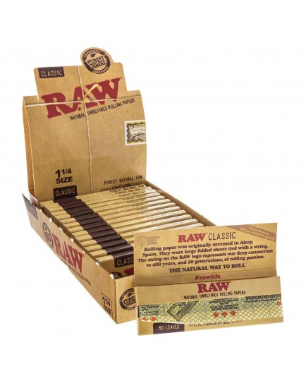 RAW CLASSIC ROLLING PAPERS 1 1/4"   - 24 CT.