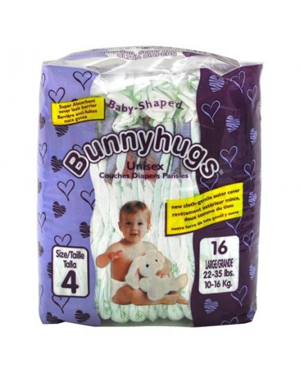 BUNNY HUGS DIAPERS SIZE 4 - 8 / 16 CT. 