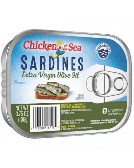 CHICKEN OF THE SEA SARDINES IN EXTRA VIRGIN OLIVE OIL 3.75 OZ. - 18 CT.