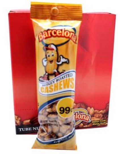 BARCELONA NUT TUBE HONEY ROASTED CASHEWS - 12 CT.