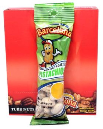BARCELONA NUT TUBE ROASTED AND SALTED PISTACHIOS- 12 CT.