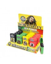 BOB MARLEY FLIP TOP REFILLABLE TORCH LIGHTER DISPLAY - 20 CT.