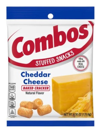 COMBOS CHEDDAR CHEESE CRACKER BAKED 6.3 OZ. - 12 CT.